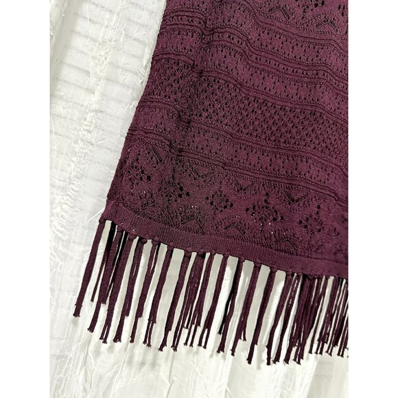 NWT White House Black Market Crochet Fringe Hem Burgundy Tank Top Size Small - Picture 8 of 9